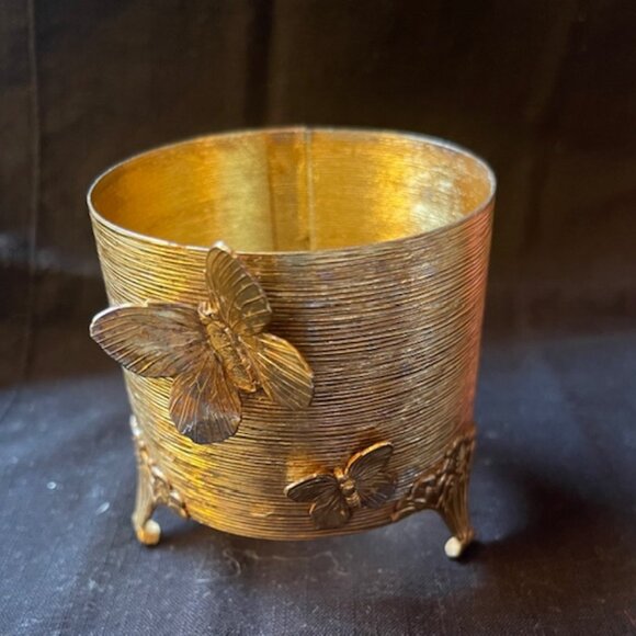 50's 24 Kt Gold-Plated Stylebuilt Butterfly Hollywood Reg. Soap Dish W Cup Hlder - Picture 4 of 7